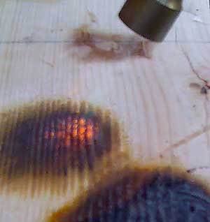 Fire Test on a painted surface. No flames.